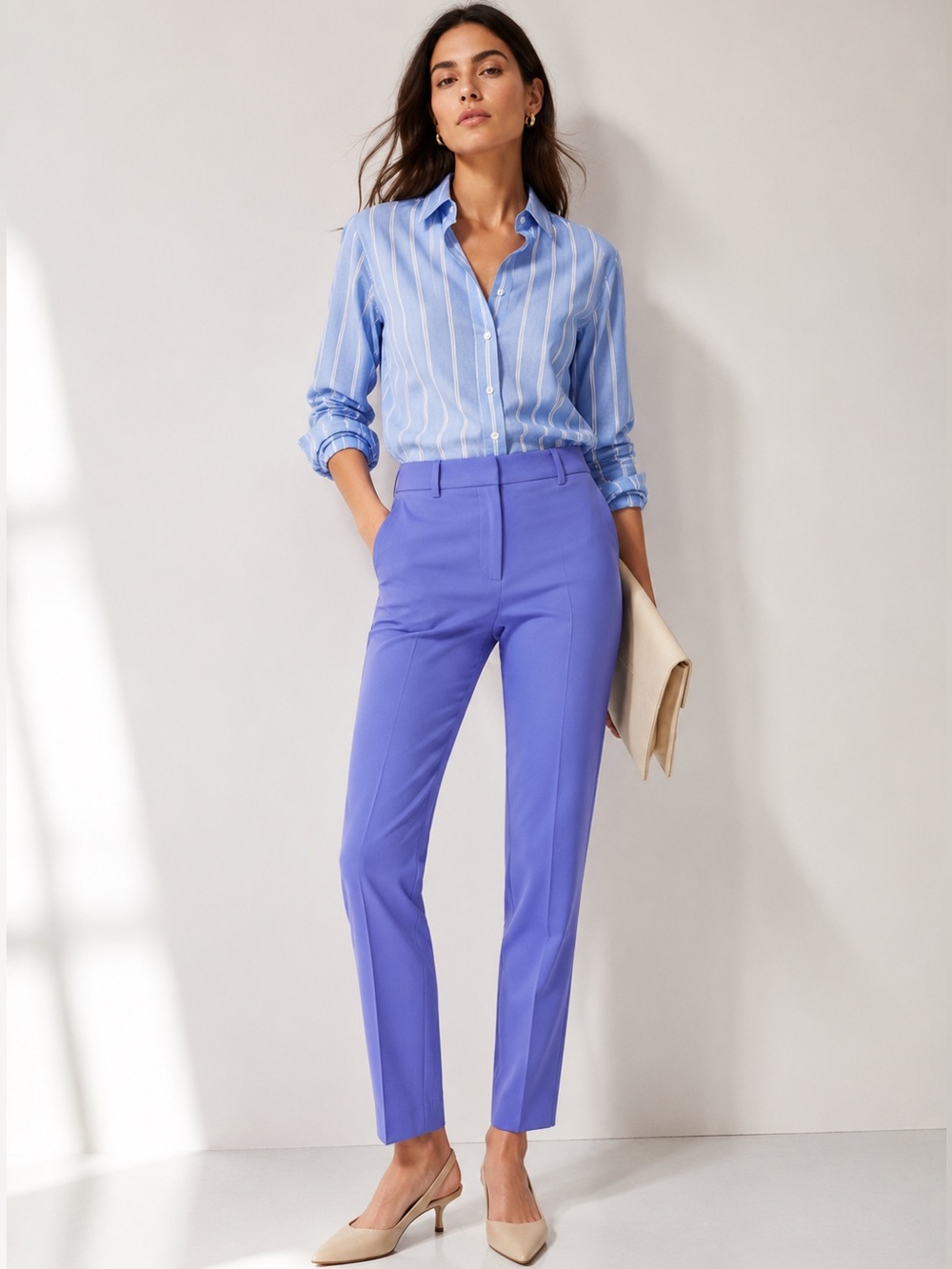J.Crew Kallie Straight Leg Pant Cool Lilac Blue Size 8 NWT